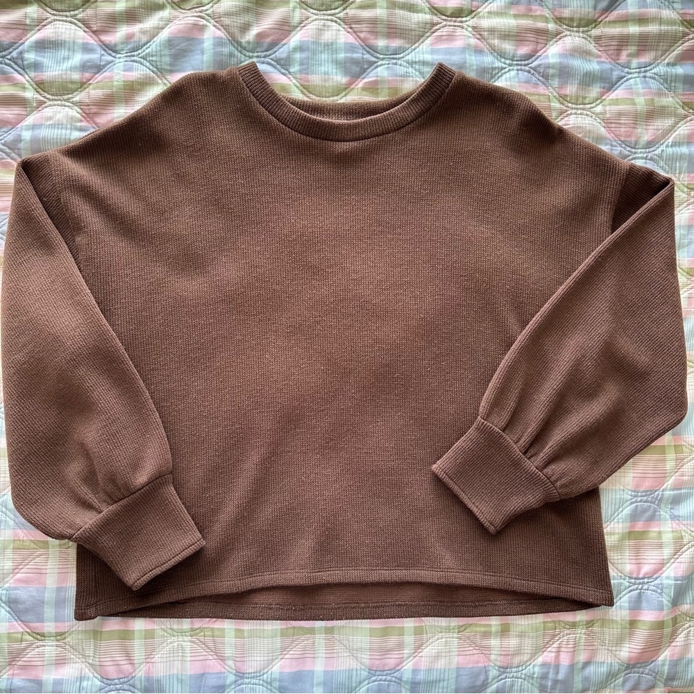Madewell Brown Knit Balloon Sleeve Sweater XL